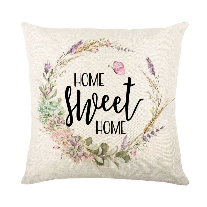 Afralia™ Lavender Flower Linen Pillowcase for Sofa Car, Living Room Decor, Throw Pillow Case