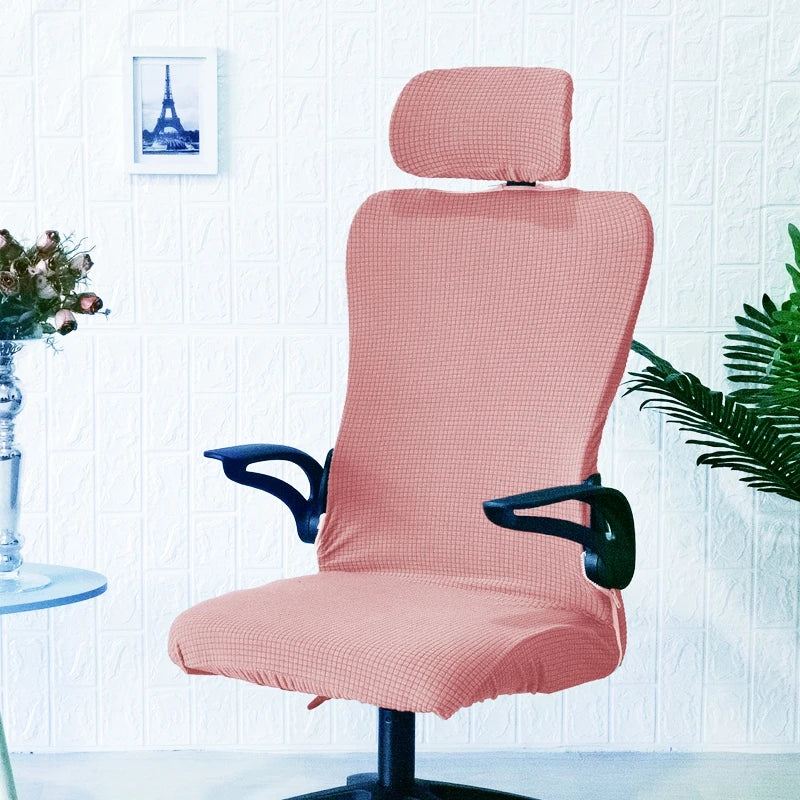 Afralia™ Waffle Grid Chair Cover | Solid Color Fleece Seat Case | Waterproof & Stretch_office Home Chair Protector