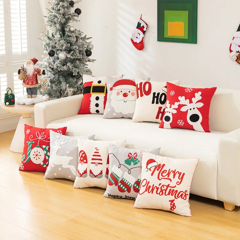 Afralia™ Embroidered Christmas Pillow Cases for Festive Decor