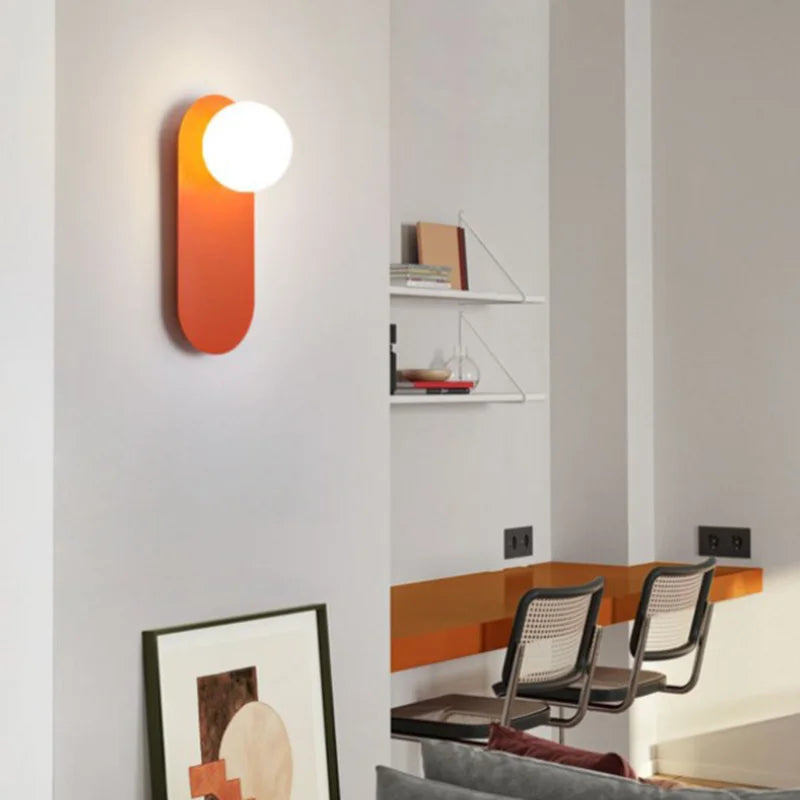 Afralia™ Nordic Glass LED Wall Sconce, Minimalist Orange Aesthetic Lighting Fixture