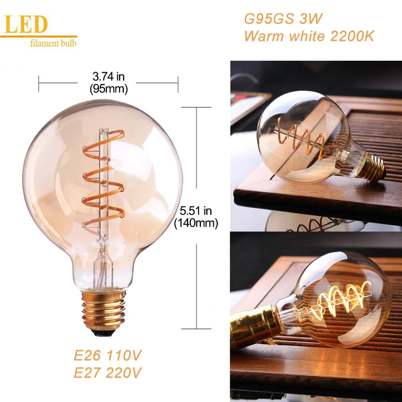 Afralia™ Wood Table Lamp Set with Filament Bulbs & EU Plug - Desk Bedside Décor