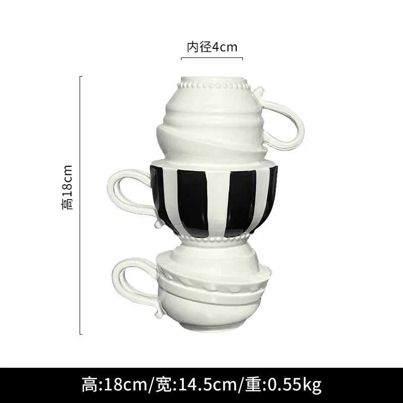 Afralia™ Cartoon Folding Cup Vase Ceramic Flowerpot with Handle - Home Decor & Handicrafts