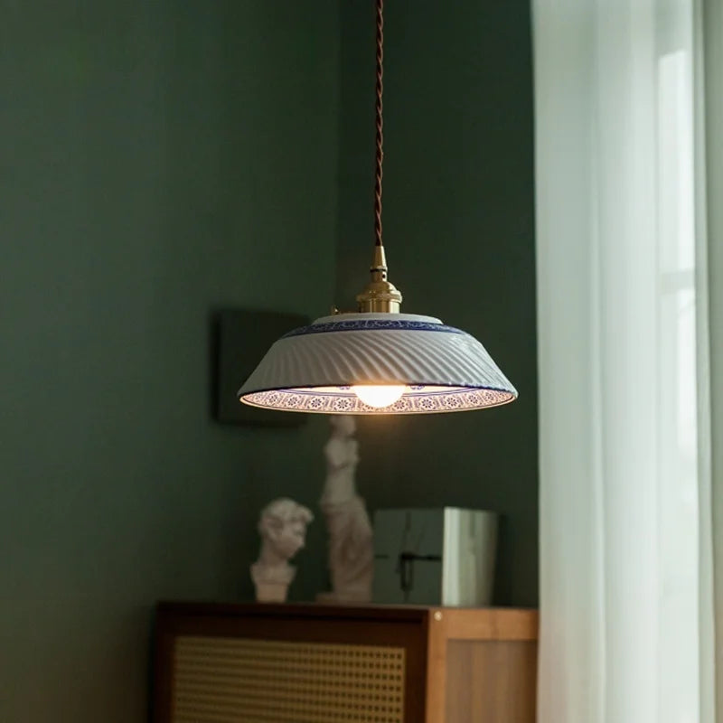 Afralia™ Twill Ceramic LED Pendant Light: Japanese Vintage Style for Home and Cafe