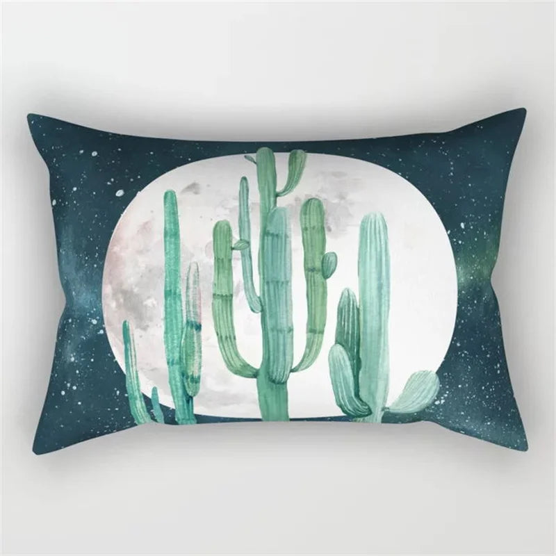 Tropical Leaves Cactus Flower Pillowcase for Sofa Car Home Decor by Afralia™