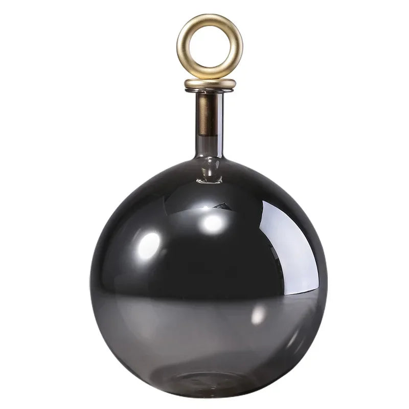 Afralia™ Copper Metallic Glass Vase Sphere Terrarium Hydroponic Container Decoration Accessories