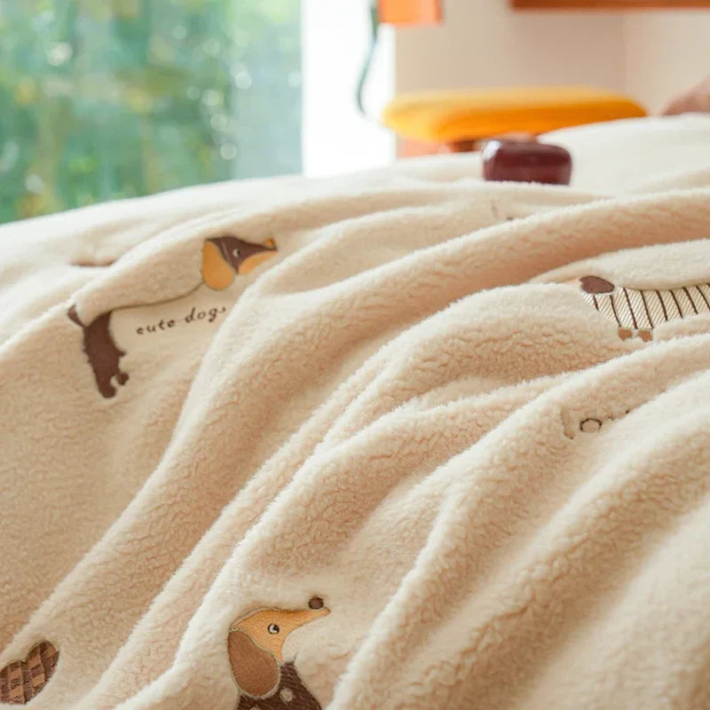 Afralia™ Embroidered Imitation Cashmere Bedding Set for Queen Bed Warm Winter Cozy Set