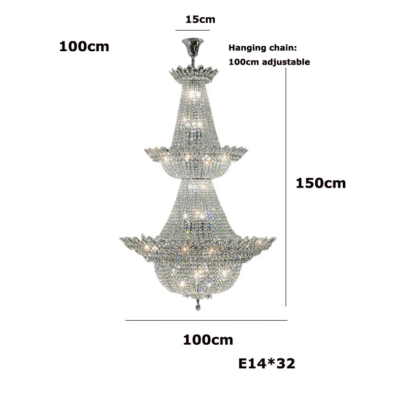 Afralia™ K9 Crystal Gold Ceiling Chandelier - Trendy Chrome Lighting