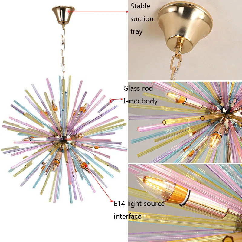 Afralia™ Dandelion Chandelier Glass Hanging Lighting for Kids Room, Bedroom, Dining Room
