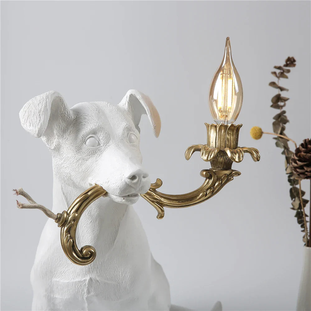 Afralia™ Resin Puppy Table Lamp: Modern Creative Home Decor Bedroom Living Room Gift