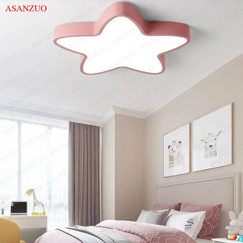 Afralia™ Macaron Star Ceiling Light for Children's Room - Dimmable & Romantic