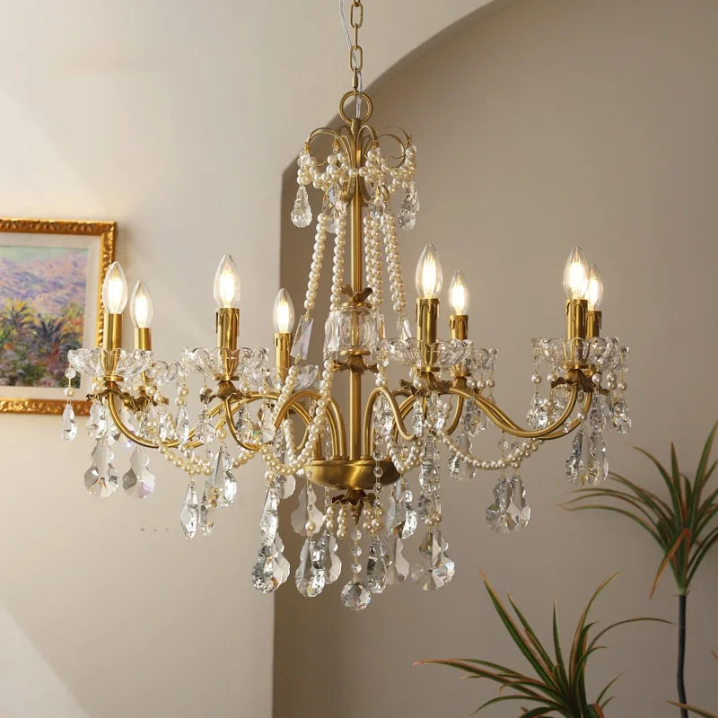 Afralia™ Crystal Pendant Chandelier Foyer Light Luxury Candle Design Led Lamparas