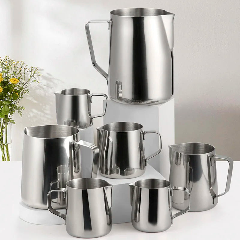 Afralia™ Stainless Steel Milk Frothing Pitcher for Coffee Barista Latte Cappuccino
