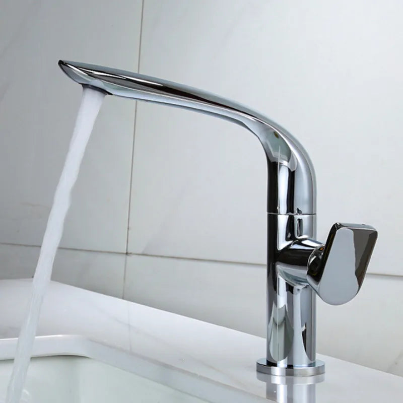 Afralia™ Basin Faucet: Brass Black Bathroom Mixer Tap, Single Handle Hot Cold Lavatory Faucet