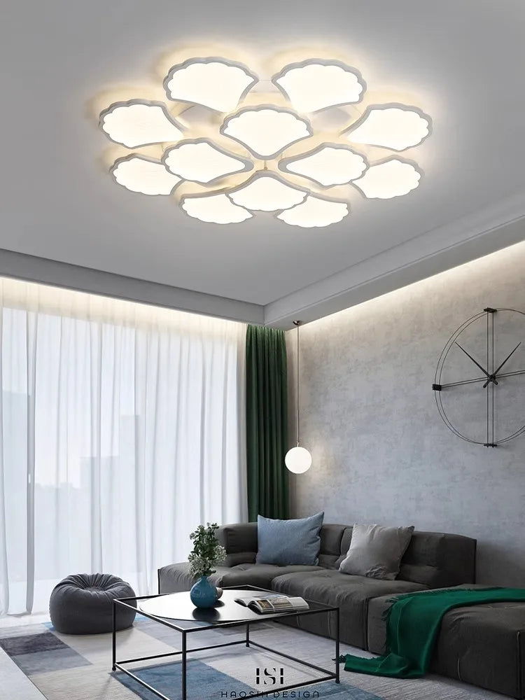 Afralia™ Ginkgo Biloba LED Ceiling Lamp Dimmable Minimalist Modern Indoor Light Fixtures