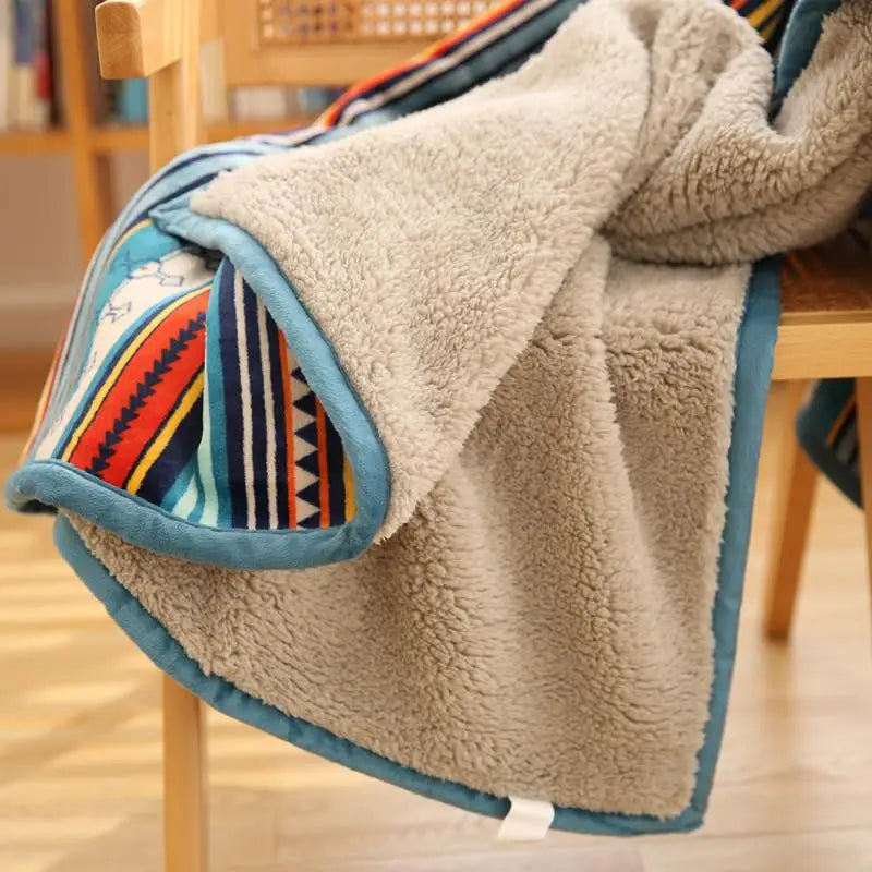 Afralia™ Bohemian Double-Layer Winter Coral Fleece Sofa Blanket