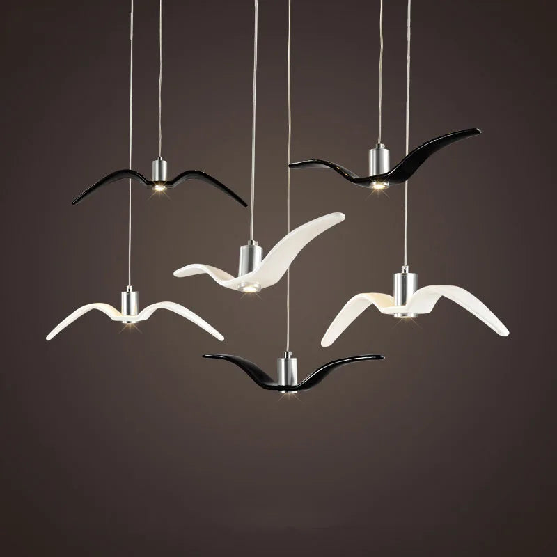 Afralia™ Seagull Chandelier LED Pendant Light for Kitchen Dining Room Nordic Design