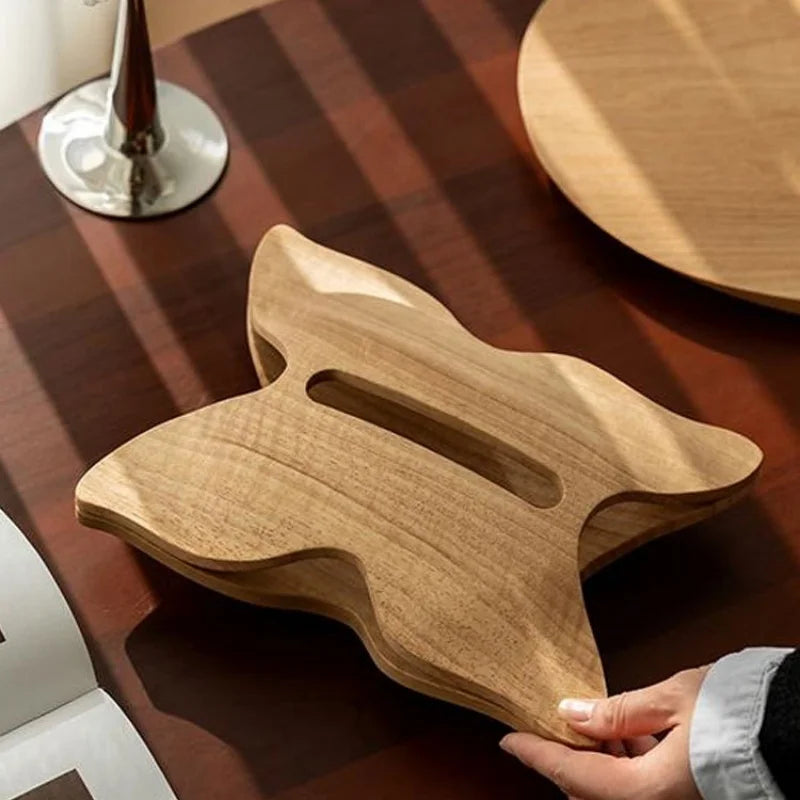 Afralia™ Wood Grain Butterfly Tissue Box Holder Desktop Storage Container Home Decor