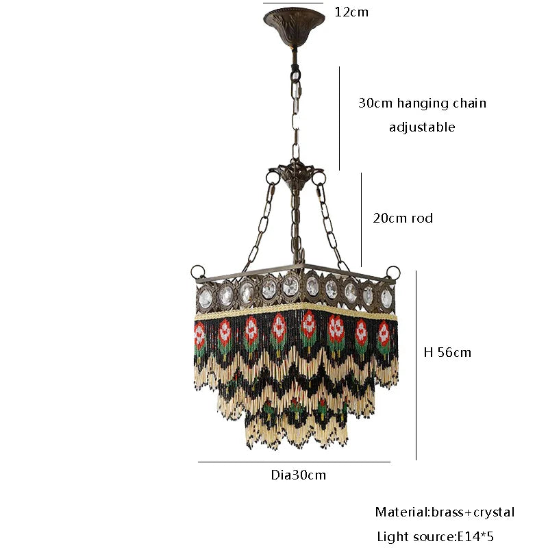 Afralia™ Black Rose Tassel Pendant Lights, Classic Retro Lustres for Living Room