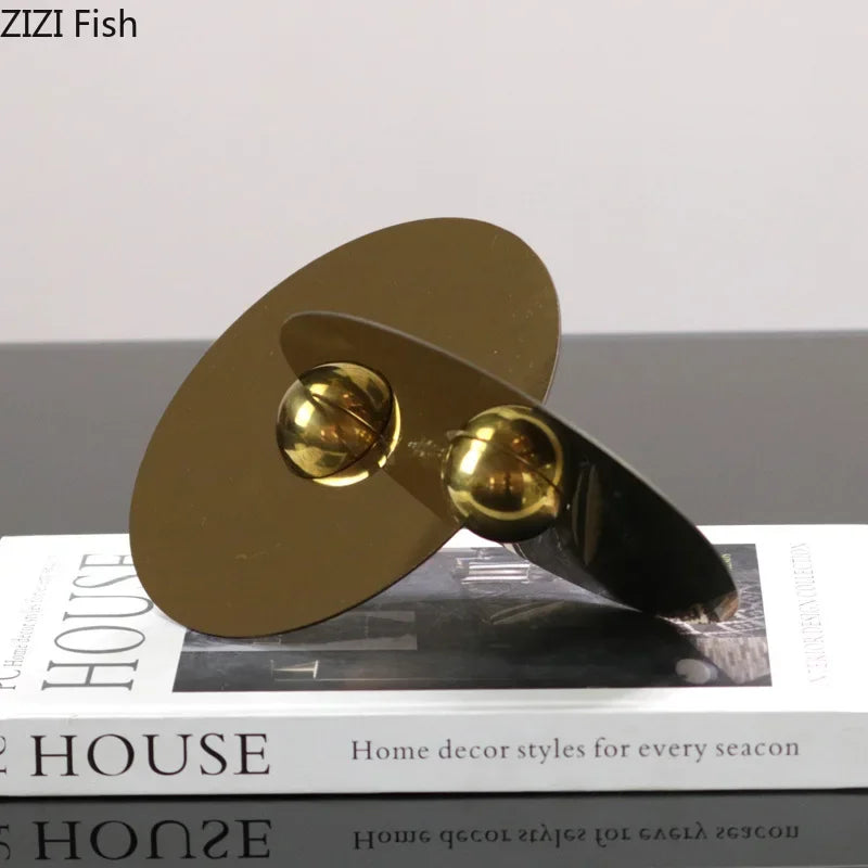 Afralia™ Geometric Circle Sculpture: Modern Metal Desk Ornament for Room Aesthetic