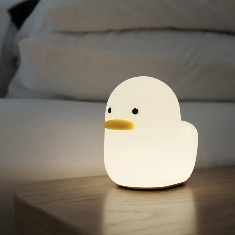 Afralia™ Cute Dull Duck Night Light USB Charging Kids Room Bedside Lamp