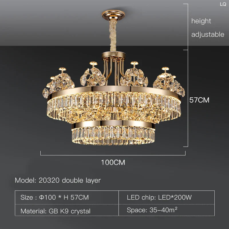 Afralia™ Crystal Chandelier: Postmodern Light Luxury Double-Layer Pendant for Home Living Room