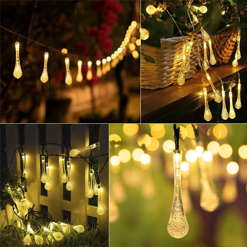 Afralia™ Solar Waterdrop Fairy Lights: 8 Modes, Waterproof Outdoor String Lamp for Christmas Garden Decor.