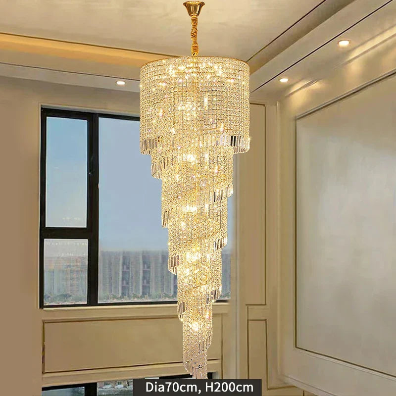 Afralia™ Crystal Chandelier LED Staircase Light Fixture Modern Luxury Home Decor