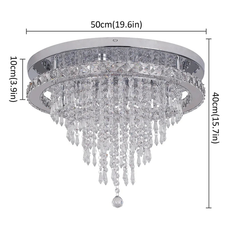 Afralia™ Crystal Ceiling Lamp Smart LED Chandelier Remote Control Hanging Decor
