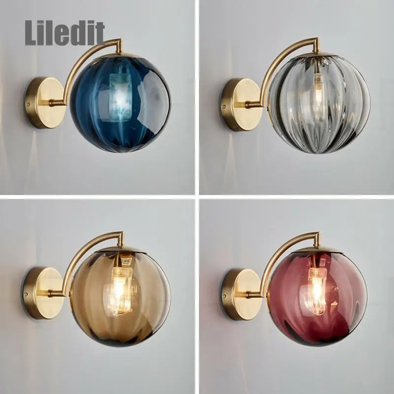 Afralia™ Modern Golden Glass Ball Wall Sconce Light Fixture for Indoor Living Room Décor