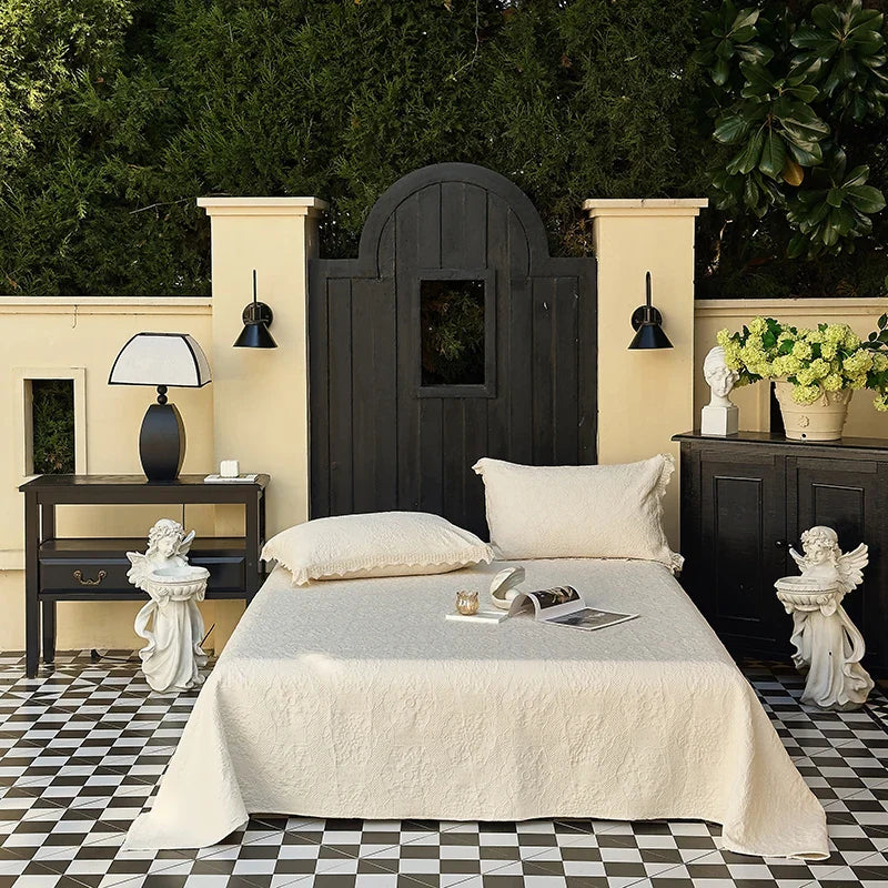 Afralia™ Cotton Quilted Bedspread Set with Bed Skirt & Pillowcases