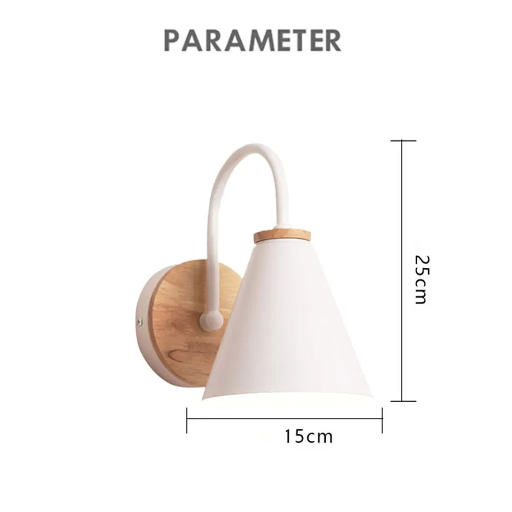 Afralia™ Nordic Iron Wood Wall Light Fixture LED Lamp for Indoor Home Decor