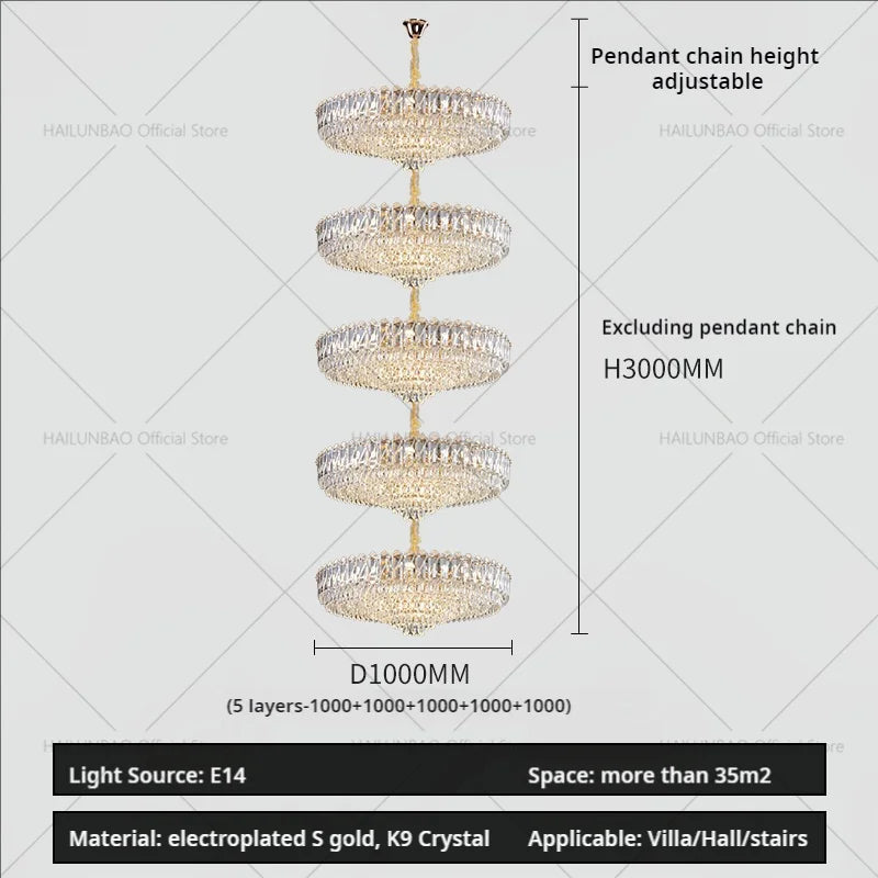Afralia™ Crystal Duplex Chandelier: New Light Luxury Post-Modern Hall Lighting for High Living Room