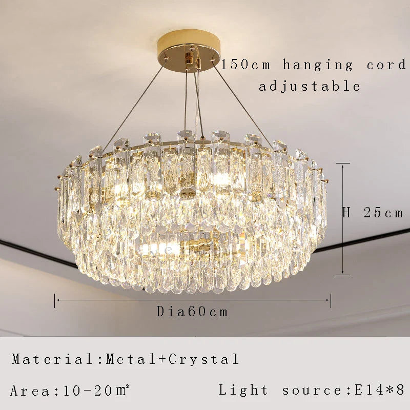 Afralia™ Crystal Pendant Chandelier Modern Luxury Dimmable Island Light Minimalist Home Decor
