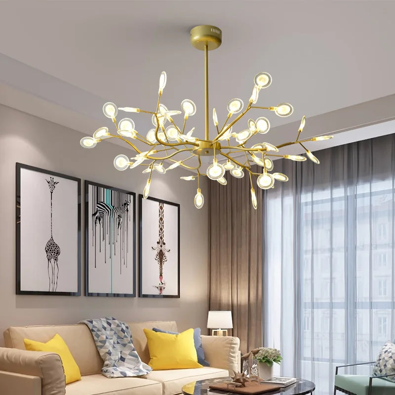 Afralia™ Black Gold Tree Branch Chandelier - Vintage Retro Living Room Decoration