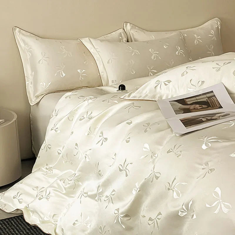 Afralia™ Silky Jacquard Satin Bedding Set for King, Twin, Queen - High-End Soft Bedclothes