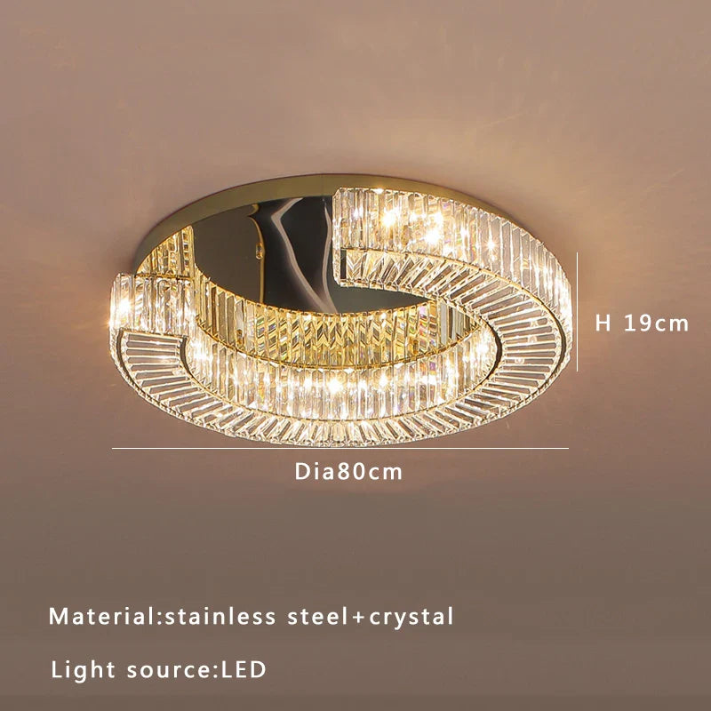 Afralia™ Luxury Crystal Ceiling Lamp: Modern Room Decor, Elegant LED Lighting for Living Room & Bedroom