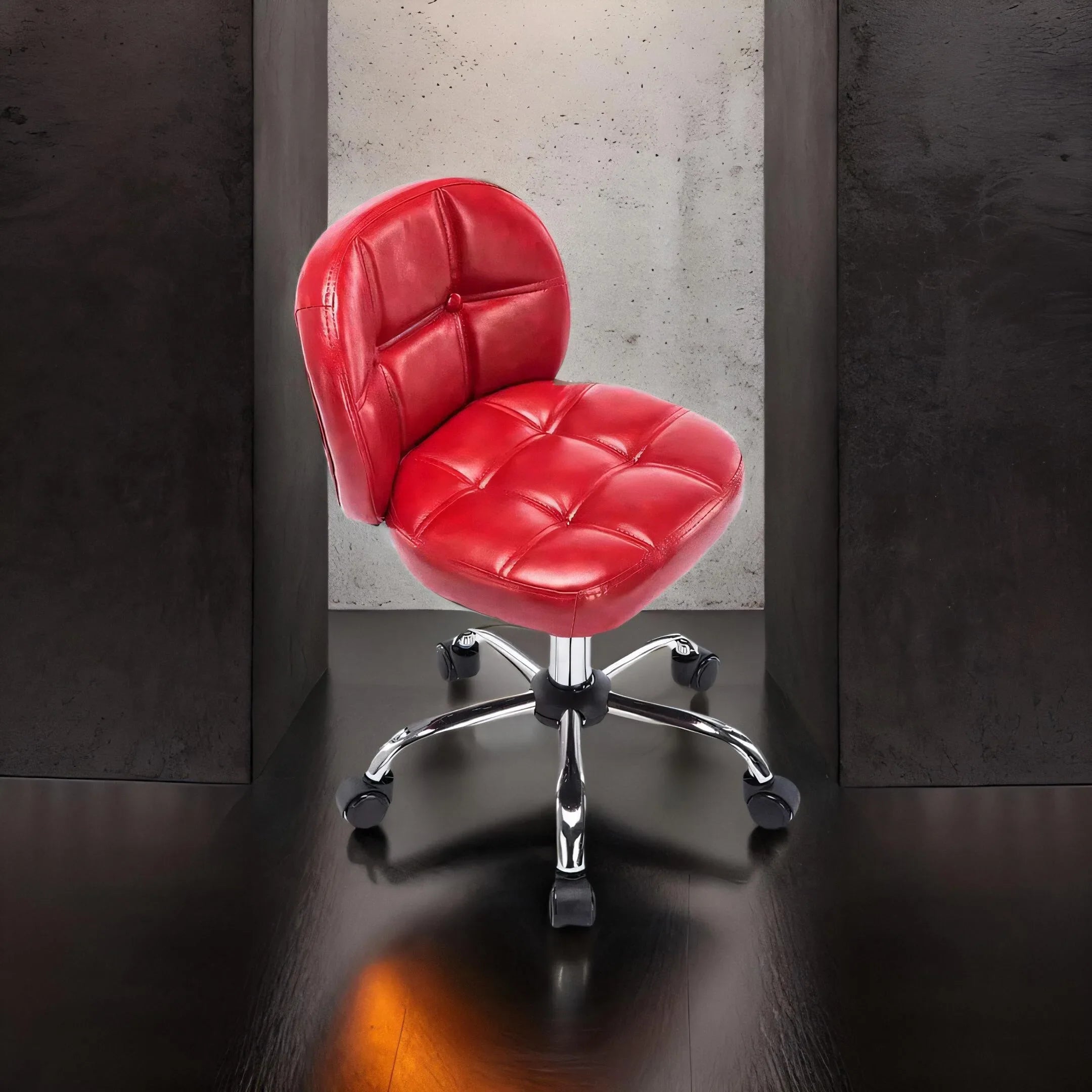 Afralia™ Velvet Office Stool Swivel Computer Chair, Adjustable Height, Low Backrest, Rolling Rocker