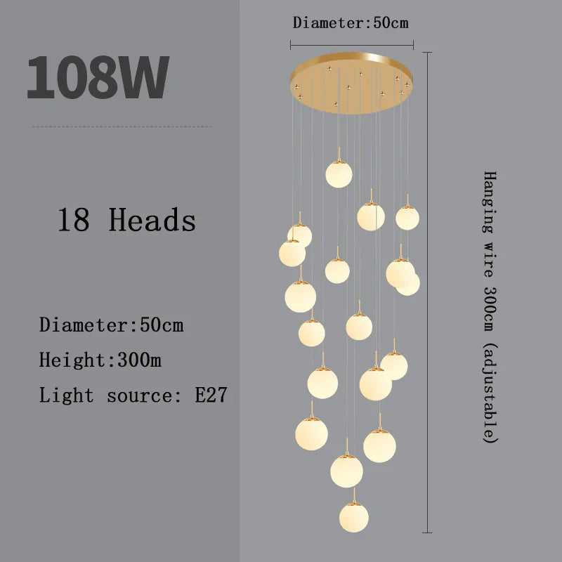 Afralia™ Nordic LED Glass Chandelier for Modern Living Spaces
