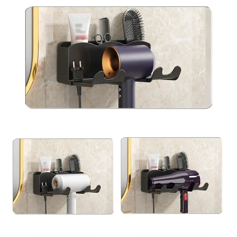 Afralia™ Haircare Holder: Wall Mount Hairdryer Organizer & Straightener Stand