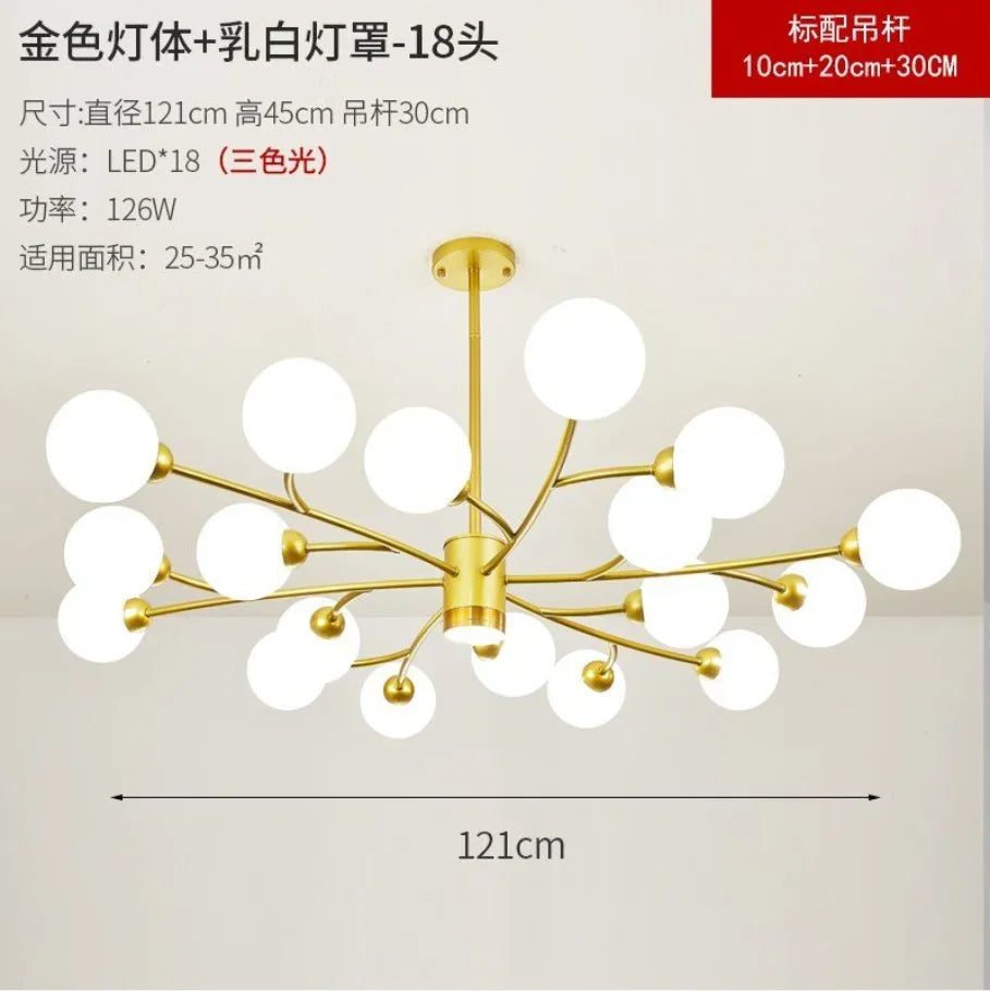 Afralia™ Nordic Glass Ball LED Ceiling Chandelier for Home Decor Fixture