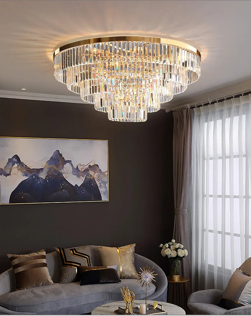 Afralia™ Gold LED Crystal Ceiling Light: Luxury Home Decor Fixture