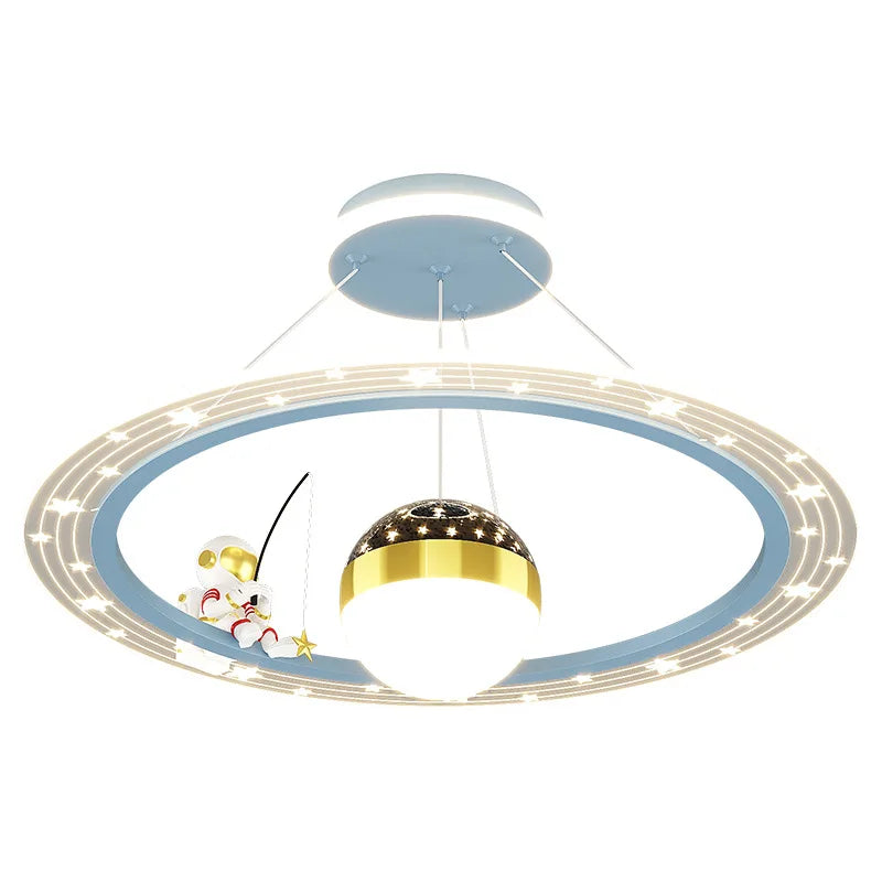 Afralia™ Astronaut LED Chandeliers: Remote-controlled Ceiling Pendant for Children's Room, Boy's Study, Nursery