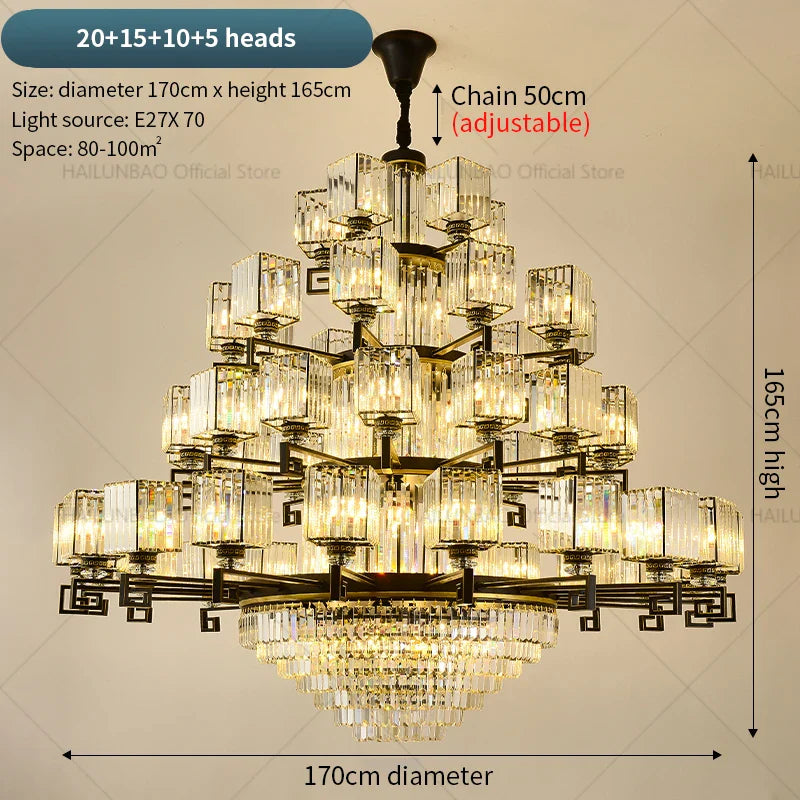 Afralia™ Zen Crystal Chandelier - Luxury Chinese Style Lighting for Home, Study, and Teahouse