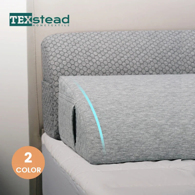 Afralia™ Bed Wedge Pillow Memory Foam Mattress Gap Filler with 2 Large Side Pockets