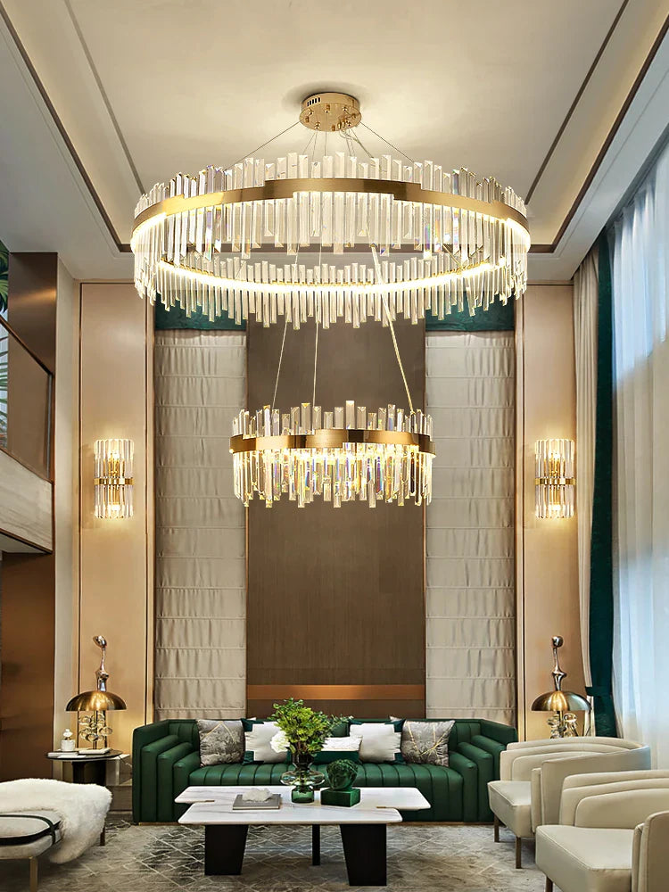 Afralia™ Gold Full Spectrum Crystal Chandelier for Living, Dining & Bedroom