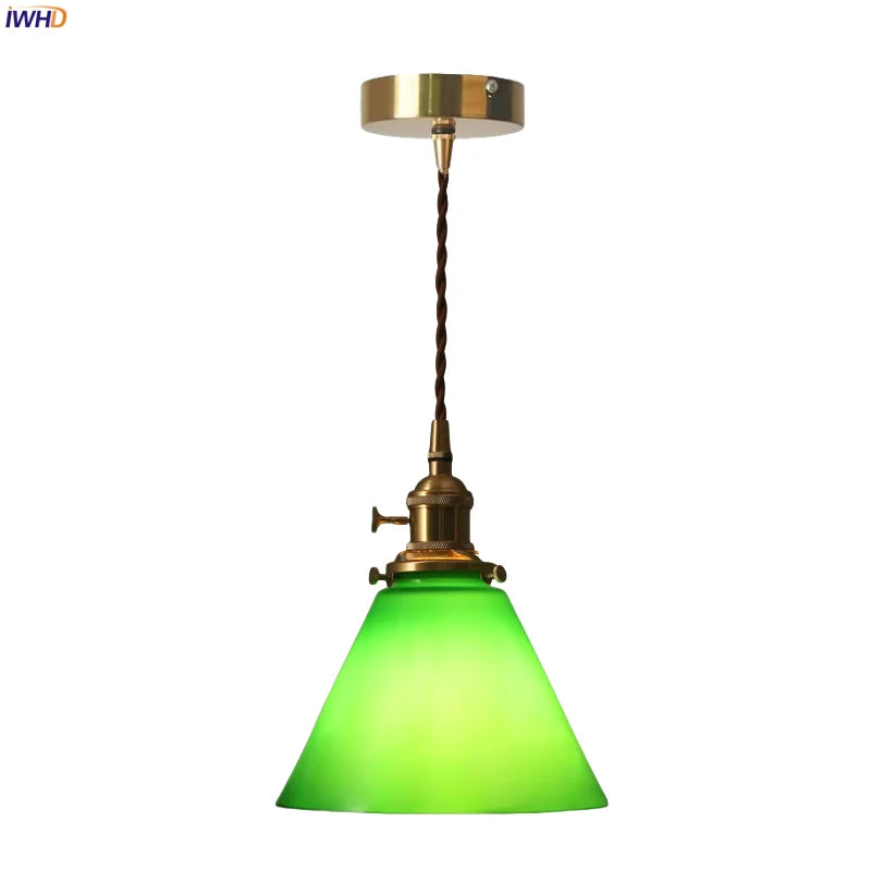 Afralia™ Green Glass LED Pendant Light for Home Decor and Cafe Lighting
