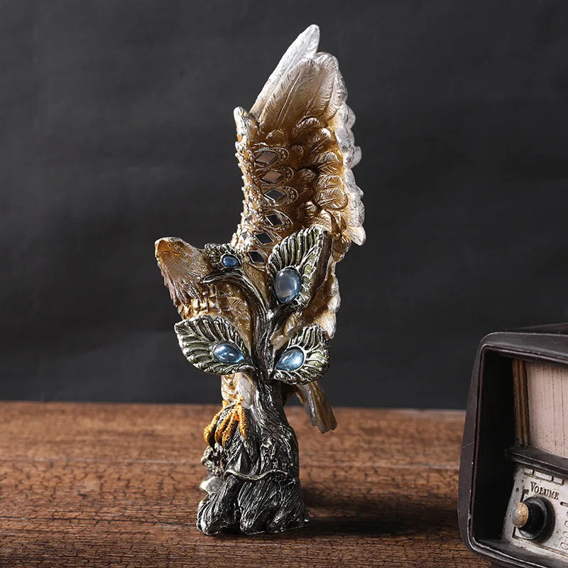 Afralia™ Golden Eagle Resin Figurines for Home Office Feng Shui Decor