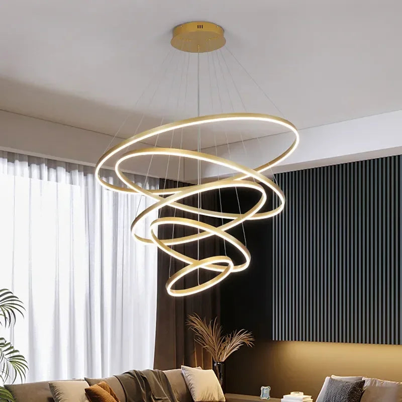 Afralia™ Modern Minimalist Large LED Chandelier for Villa Stairs, Living Room, Dining Room