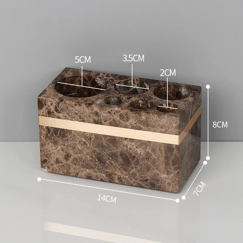 Afralia™ Emperador Dark Marble Bathroom Set: Toothbrush Holder, Soap Dispenser, Luxury Accessories