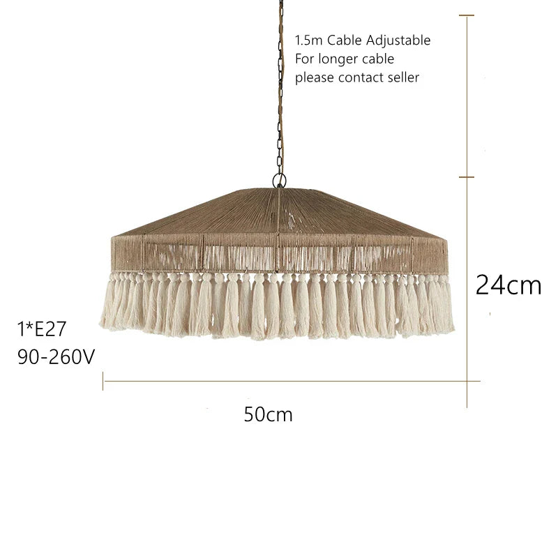 Afralia™ Bohemian Tassel Chandelier: Handmade Nordic Pendant Lamp for Bedroom, Living Room, Kitchen